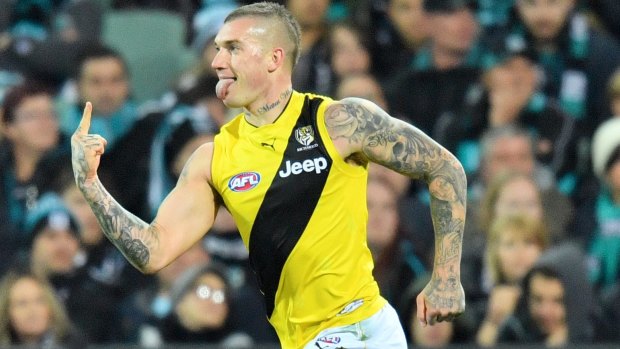The price is rising: Dustin Martin has been offered $6 million by the Tigers.