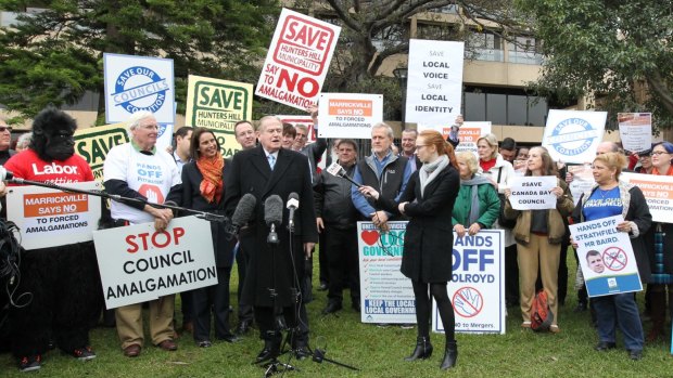 The Save our Councils protest at NSW Parliament House. 