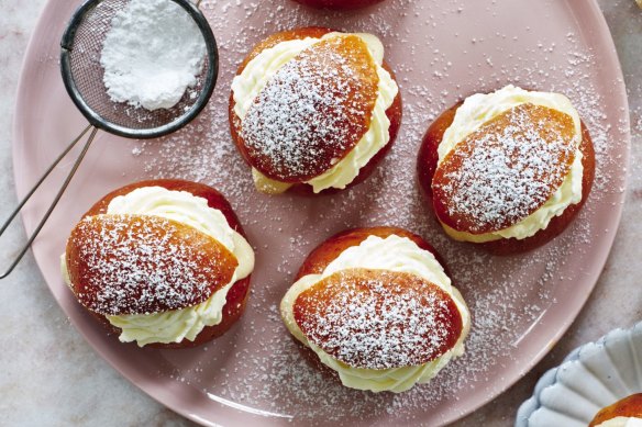Swedish-style cream buns with almond and cardamom.