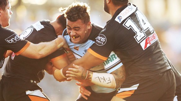 Centre of controversy: Andrew Fifita with his "FKL" bandage.