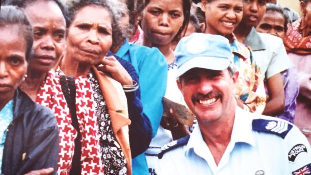 Don Barnby on polling day in East Timor, August 30, 1999.