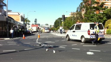 Police at the intersection after the collision that claimed Rebekka Meyer's life in September 2014.