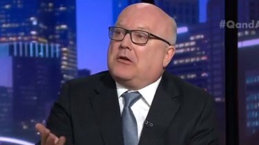 George Brandis told the ABC's Q&A program that the private bill could include a "declaratory statement" in line with Article 18 of the International Covenant on Civil and Political Rights.