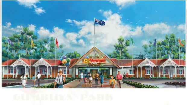 An artist's impression of the theme park entrance to the planned $50 million Gumbuya Park.