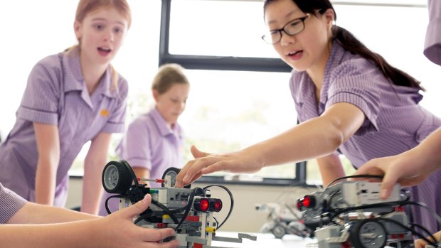 Year 5 students explore the world of robotics at Wesley College.