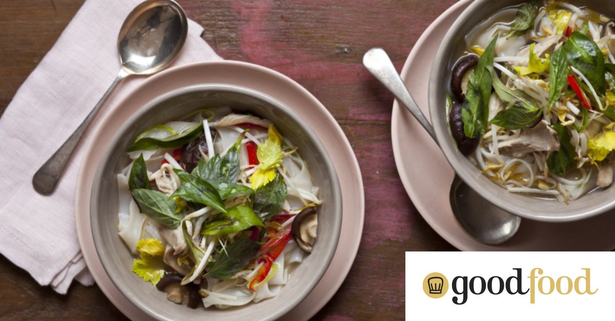 Vietnamese chicken and rice noodle soup