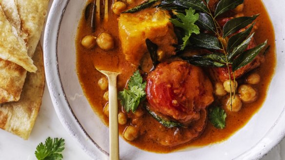 Andrew McConnell's vegan tomato and chickpea curry. 