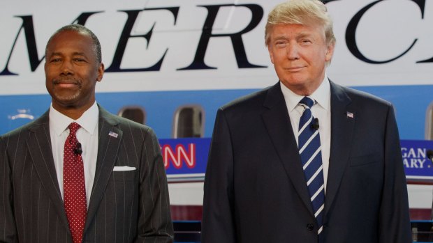 In agreement: Ben Carson and Donald Trump on stage during the Republican presidential debate last week.