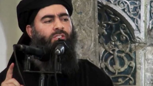 An image of the militant thought to be at one time, and perhaps still, the leader of Islamic State, Abu Bakr al-Baghdadi, taken from a propaganda video.