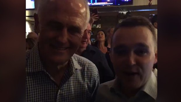 Malcolm Turnbull jokes with Wyatt Roy in his first Snapchat video.