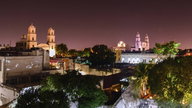 Merida in Mexico at night: The oldest continually occupied city in the Americas.
