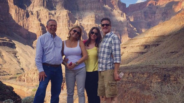 Brittany Maynard (second from right) is pictured at the Grand Canyon with her stepfather Gary Holmes (left), mother Debbie Ziegler and husband Dan Diaz, two weeks before she died.