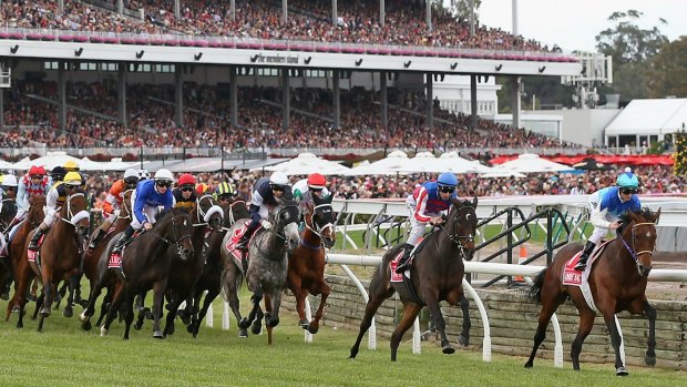 Leader of the pack: Zac Purton and Admire Rakti started the Melbourne Cup run strongly.