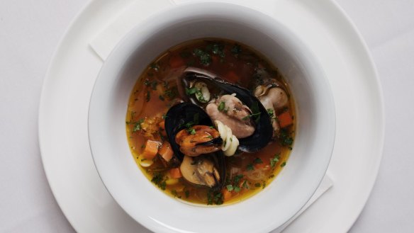 Borlotti bean soup with mussels.