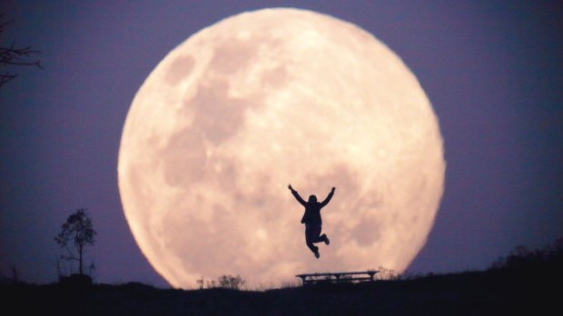 A supermoon rises over Canberra in 2014.