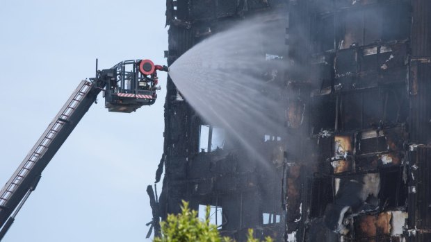 Firefighters at Grenfell Tower.