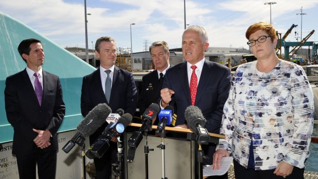 Prime Minister Malcolm Turnbull announces the winning bid for for the new submarine DCNS at a press conference in Adelaide. 