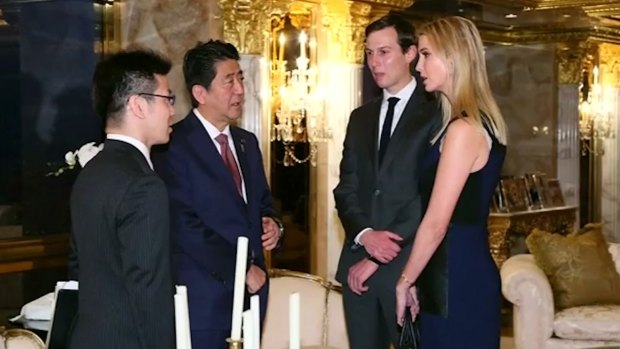 Ivanka Trump and her husband Jared Kushner met Japanese PM Shinzo Abe on Friday. Mr Trump's three adult children will operate his businesses while he's in office. 