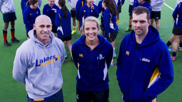 Glenn Turner (left), Edwina Bone (centre) and Andrew Charters (right) return for another AHL season with Canberra.
