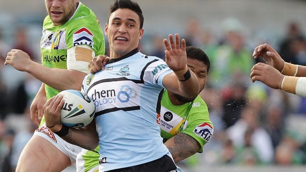 Selection suspension: Sharks winger Valentine Holmes has been banned from Queensland selection for 12 months..