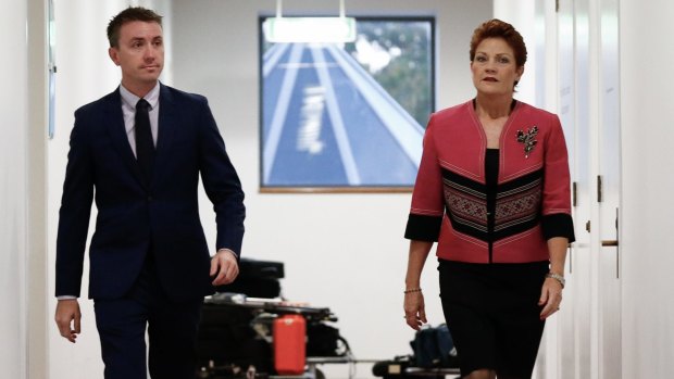 One Nation senator Pauline Hanson and chief-of-staff James Ashby.