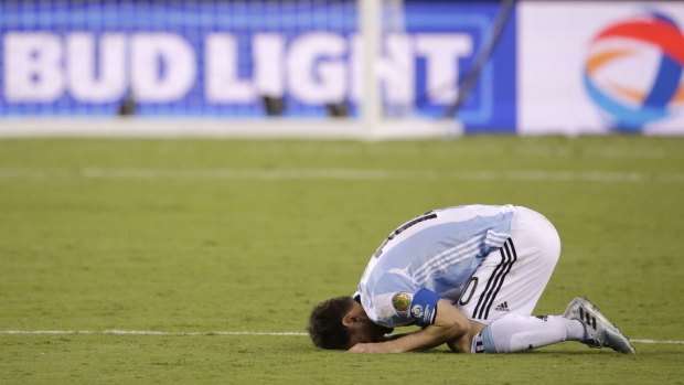 Oh, the anguish: Lionel Messi reacts after Argentina lost on penalties.