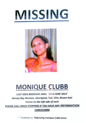 Missing person Monique Clubb.