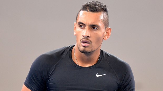 Nick Kyrgios during a practice session ahead of the Davis Cup quarter finals against the US on Friday.