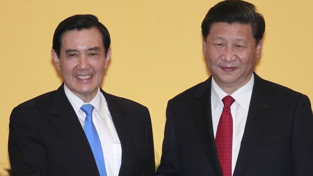 Historic meeting: Taiwan's President Ma Ying-jeou (left) and China's President Xi Jinping in Singapore last month.