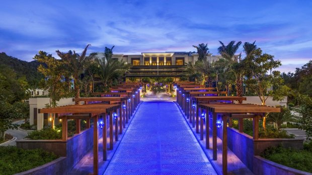 The stunning entrance to the St. Regis Langkawi resort.