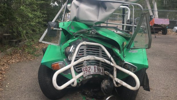 The Mini Moke that crashed on Magnetic Island in the early hours of Friday morning.