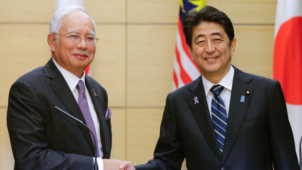 Malaysian Prime Minister Najib Razak with his Japanese counterpart, Shinzo Abe, earlier this week.