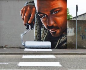 Street art zebra crossing.