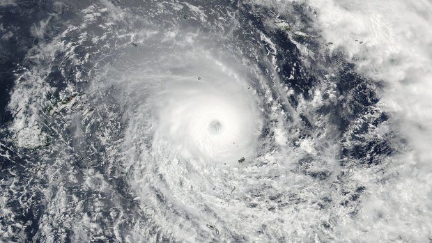 A satellite image released by NASA shows super cyclone Winston as it spun over Fiji's region.