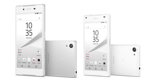 The Xperia Z5 with its smaller sibling the Z5 Compact. Apart from the difference in screens (5.2-inch, 1080p and 4.6-inch, 720p respectively) they're virtually the same phone.