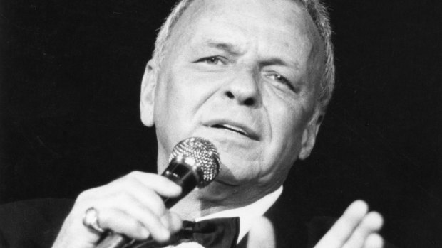 Frank Sinatra performs at Caesars Palace, Las Vegas. 