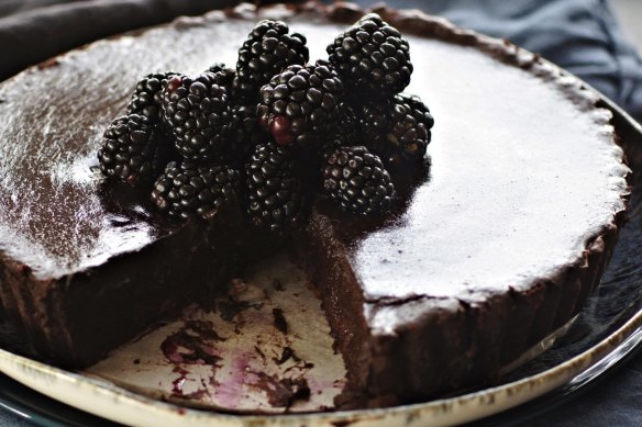 Dark chocolate, blackberry and vanilla tart.