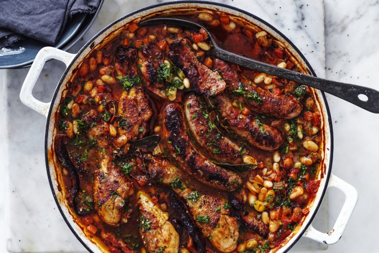 Adam Liaw's chicken and sausage cassoulet.
