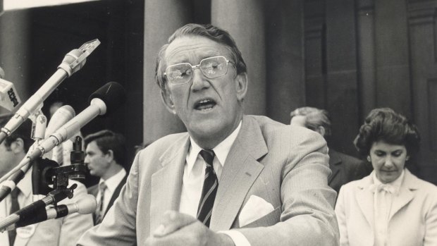 Malcom Fraser  at a public rally in 1980.