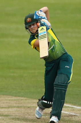 More cautious: Ellyse Perry hit an unbeaten 64.