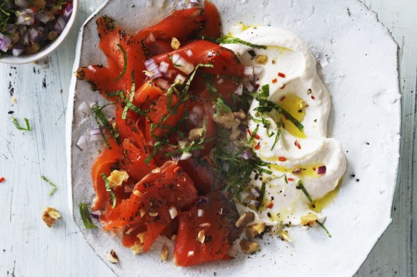 Adam Liaw's smoked salmon tarator.