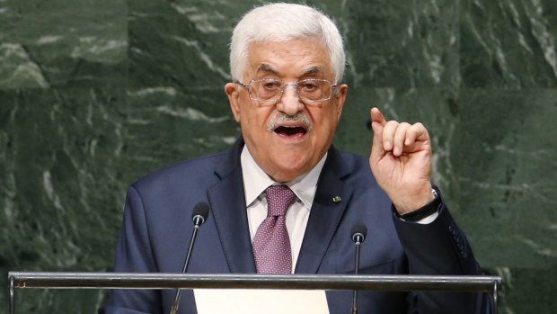 Palestinian President Mahmoud Abbass addresses the UN General Assembly.