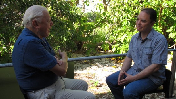 John Cook from UQ's Global Change Institute interviews Sir David Attenborough for a segment in their 'Making Sense of Climate Change Denial' course.