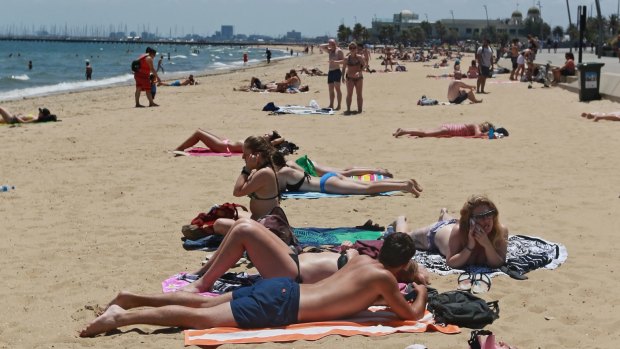 St Kilda beach on December 23. Two days earlier, the beach's bacteria levels were four times the safe level. 