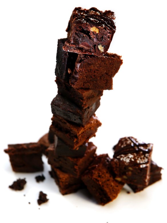 Triple-chocolate brownies.