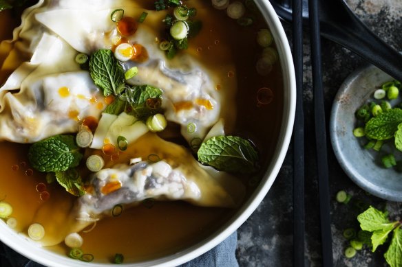 Impress with shiitake wontons in oxtail broth.