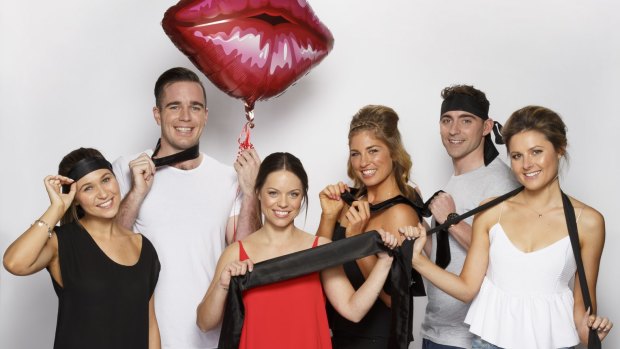 <i>Kiss Bang Love</i> contestants (from left) Chelsea, Chris, Lisa, Elisabeth, Geordie and Jess.