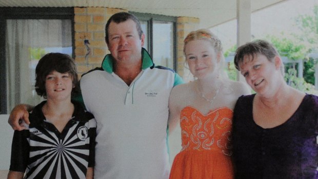 Jay, Wayne, Skye and Fiona Vickery at their Yass home. Wayne died in a construction site incident in 2011.