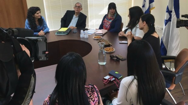 The sisters meet members of the Knesset during their trip to Israel. 