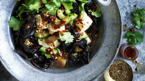 Neil Perry's stir-fried silken tofu with black vinegar.